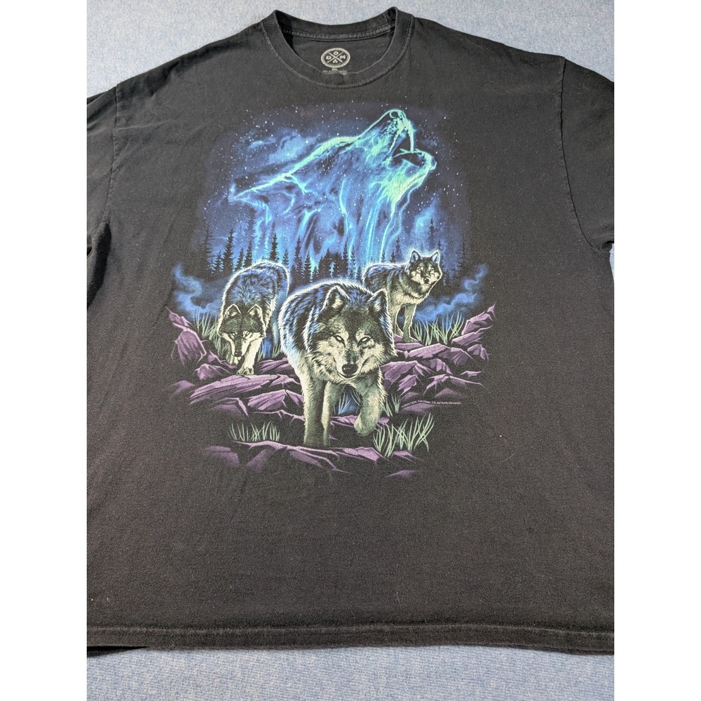 DOM Its About The Art Mens 2XL Black Howling Wolf Spirit Graphic T-Shirt Cotton